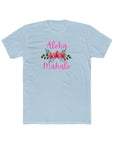 Aloha Mahalo Floral Cotton Crew Tee - Perfect for Tropical Vibes and Summer Celebrations Solid Light Blue T-Shirt