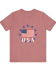 USA Womens Jersey Short Sleeve Tee Shirt Heather Mauve T-Shirt