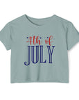 4th OF JULY Women's Festival Crop Top Stonewash Green T-Shirt