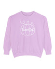 Sweatshirt - White Outlined Pumpkin Thankful Design Orchid Sweatshirt