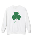 Unisex Softstyle Fleece Crewneck Sweatshirt - Green Shamrock Design for St. Patrick's Day White Sweatshirt