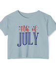 4th OF JULY Women's Festival Crop Top Stonewash Denim 2XL T-Shirt