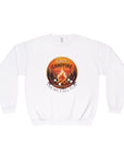 White sweatshirt with a 'Cozy Campfire Smoke All Day' graphic on a white background