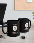Ghostly Coffee Mug: No Boo Before Brew - Funny Halloween Black Mug