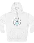 White hoodie with a customizable design area on a white background