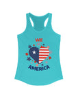 WE LOVE AMERICA Women's Racerback Tank Solid Tahiti Blue Tank Top