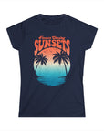 FOREVER CHASING SUNSET Women's Fitted Softstyle Tee Shirt Navy T-Shirt