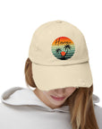 Hawaii Vintage Distressed Cap - Unisex Palm Tree Design Hats