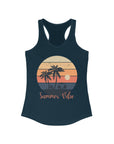 SUMMER VIBE Woman's Racerback Fitted Tank Solid Midnight Navy Tank Top