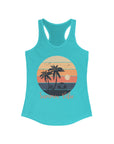 SUMMER VIBE Woman's Racerback Fitted Tank Solid Tahiti Blue Tank Top