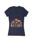 AUTISM Awareness Women's Deep V-Neck Tee Navy V-neck