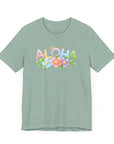 Aloha Blossum Women's Tee - Vibrant Style Heather Prism Dusty Blue T-Shirt