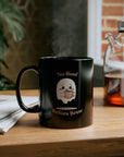 Ghostly Coffee Mug: No Boo Before Brew - Funny Halloween Black Mug