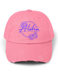 Aloha Floral Distressed Cap - Relaxed Floral Hat for Beach Vibes and Casual Days True Pink One size Hats