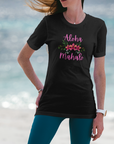 Aloha Mahalo Floral Cotton Crew Tee - Perfect for Tropical Vibes and Summer Celebrations T-Shirt