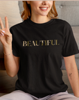 Empower Your Style: "Beautiful" Camo-Letter Unisex T-Shirt