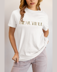 Empower Your Style: "Beautiful" Camo-Letter Unisex T-Shirt