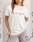 Empower Your Style: "Beautiful" Camo-Letter Unisex T-Shirt