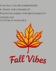 Embroidered Fall Vibes Foam Trucker Hat, Autumn Hat, Cool Weather Accessory, Outdoor Lifestyle, Gift for Him/Her