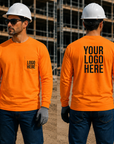 Gildan Hi-Vis Long Sleeve Pocket T-Shirt | Custom Screen Print & DTF | ANSI Compliant