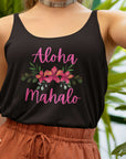 Aloha Mahalo Women's Flowy Racerback Tank - Perfect for Summer Gatherings Tank Top