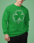 Unisex Softstyle Fleece Crewneck Sweatshirt - Green Shamrock Design for St. Patrick's Day Sweatshirt