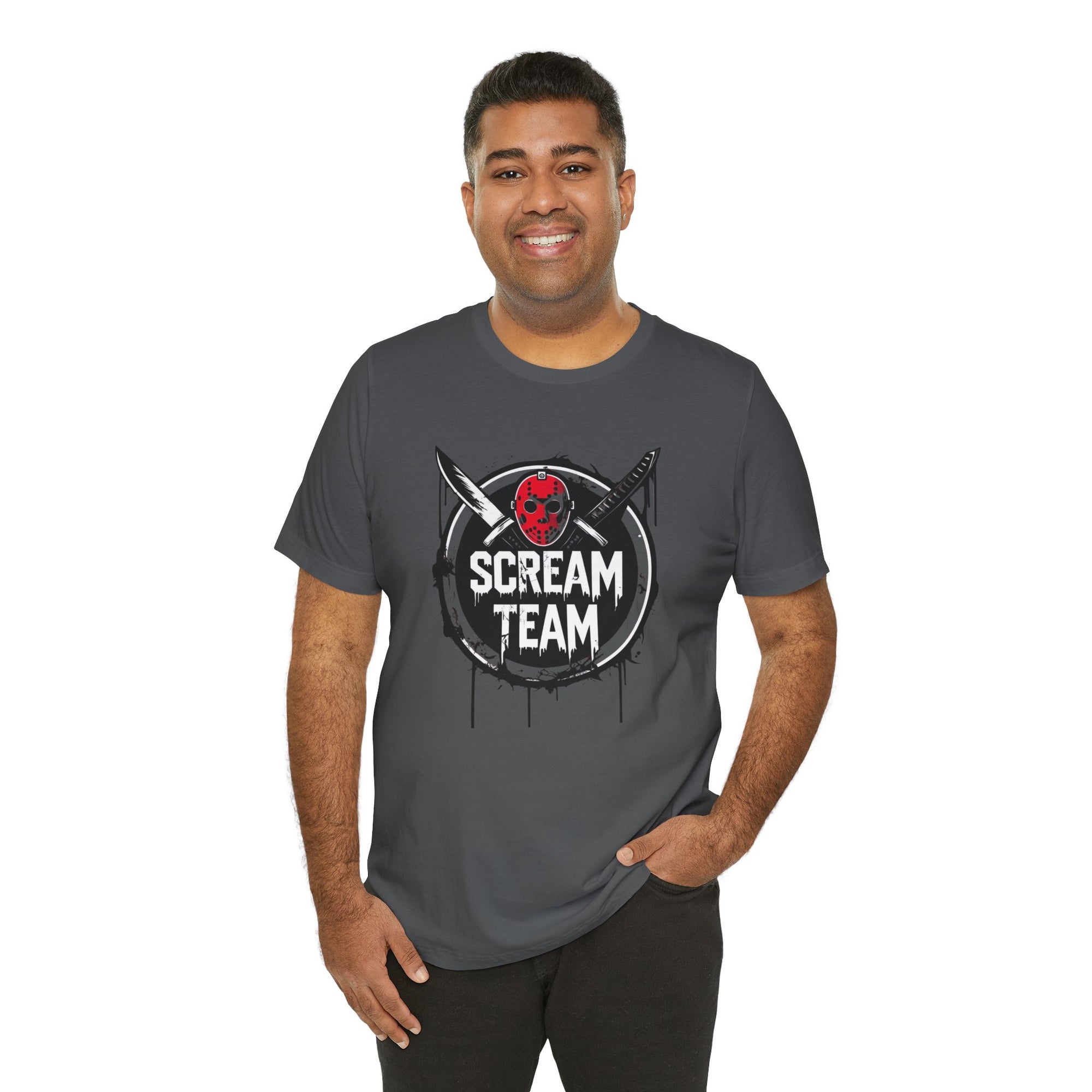 Scream Team Graphic Tee, Halloween Shirt, Unisex Casual Wear, Spooky Party Outfit, Horror Lovers Gift, Movie Night Apparel