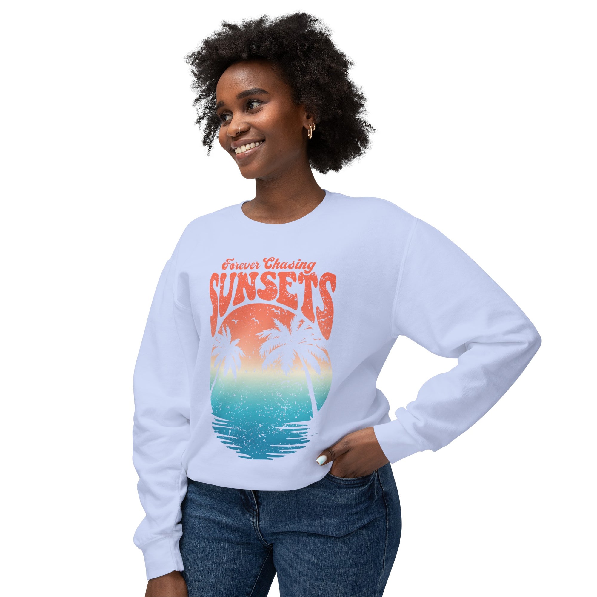 CHASING SUNSET Women&#39;s Lightweight Crewneck Sweatshirt - T&amp;L Apparel Store