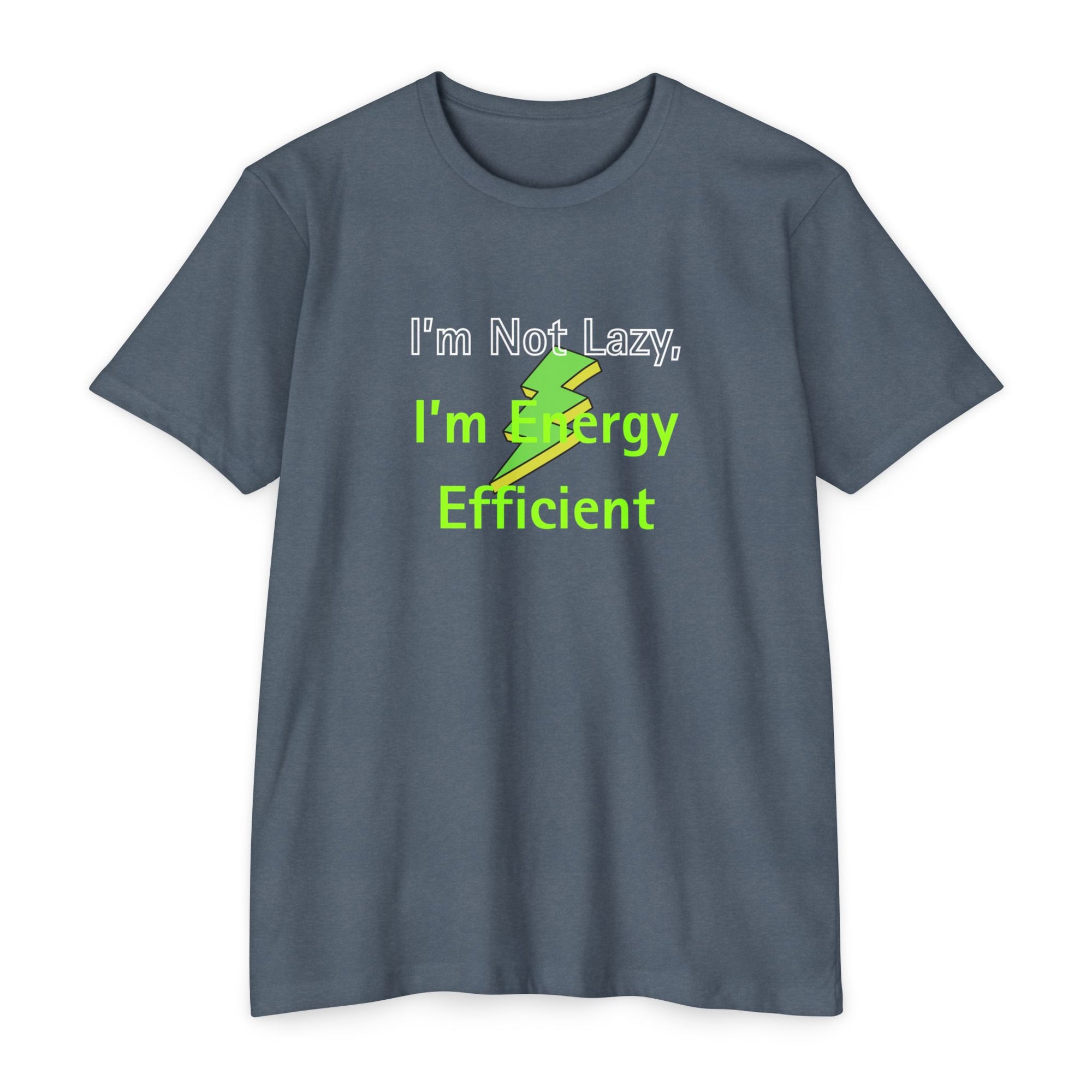 Gray t-shirt with humorous text and graphic on a white background