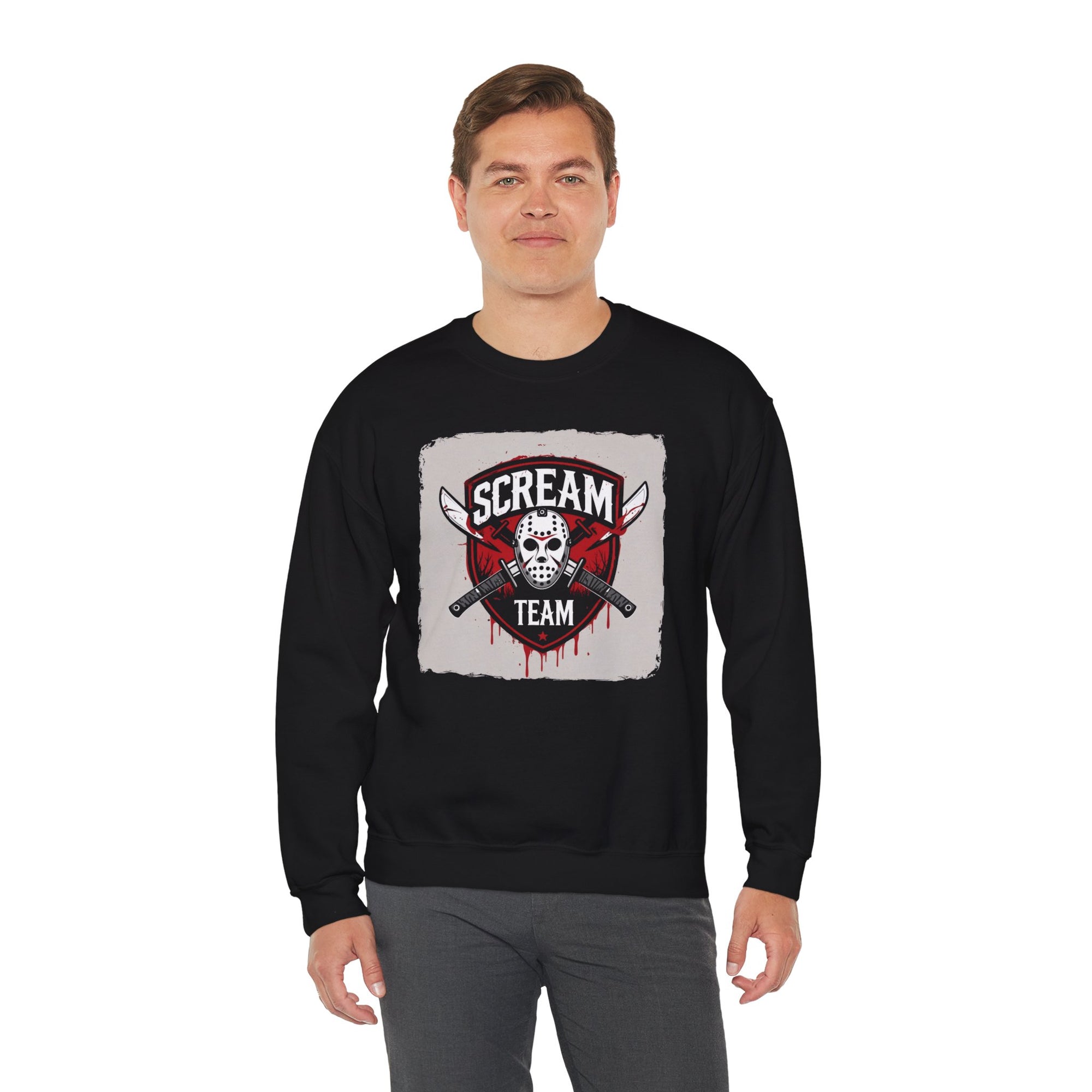 Scream Team Crewneck Sweatshirt - Perfect for Halloween, Casual Style, Cozy Comfort, Unisex Gift, Horror Fans