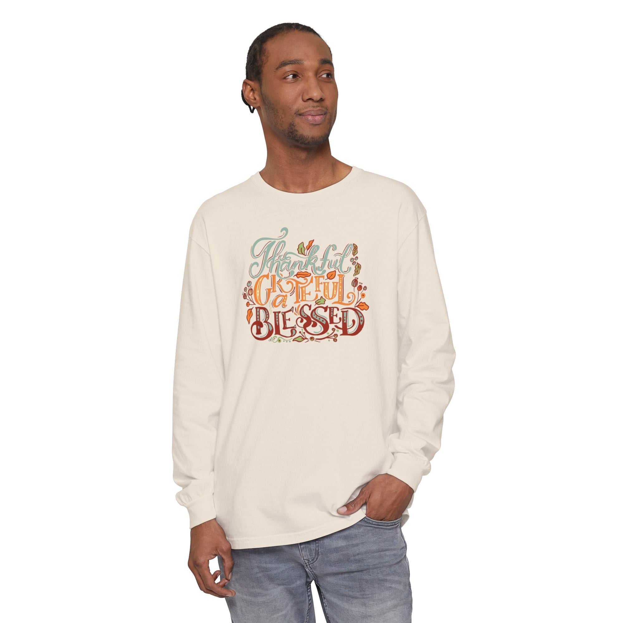 Thankful Grateful Blessed - Unisex Garment-dyed Long Sleeve T-Shirt