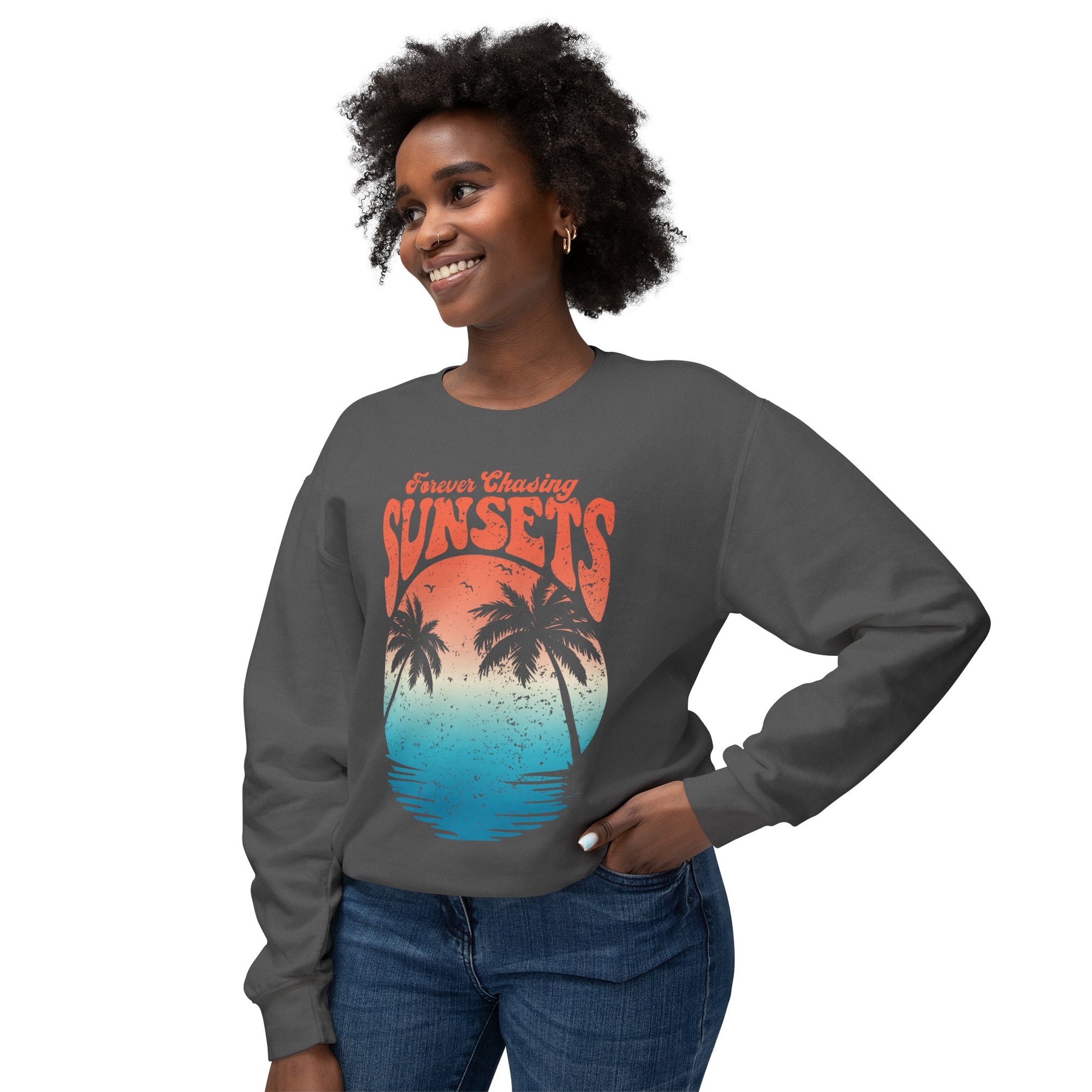 CHASING SUNSET Women&#39;s Lightweight Crewneck Sweatshirt - T&amp;L Apparel Store