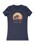 Navy blue t-shirt with a 'Summer Vibe' graphic on a white background