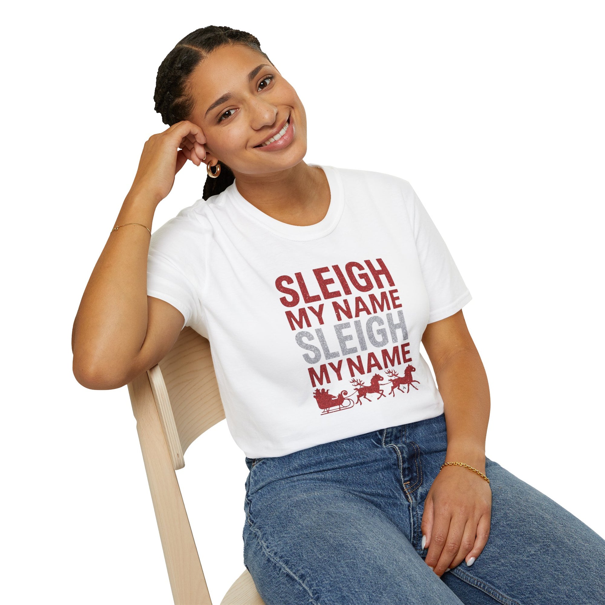 Sleigh My Name Christmas T-Shirt — Funny Holiday Santa Sleigh Lightweight T-Shirt