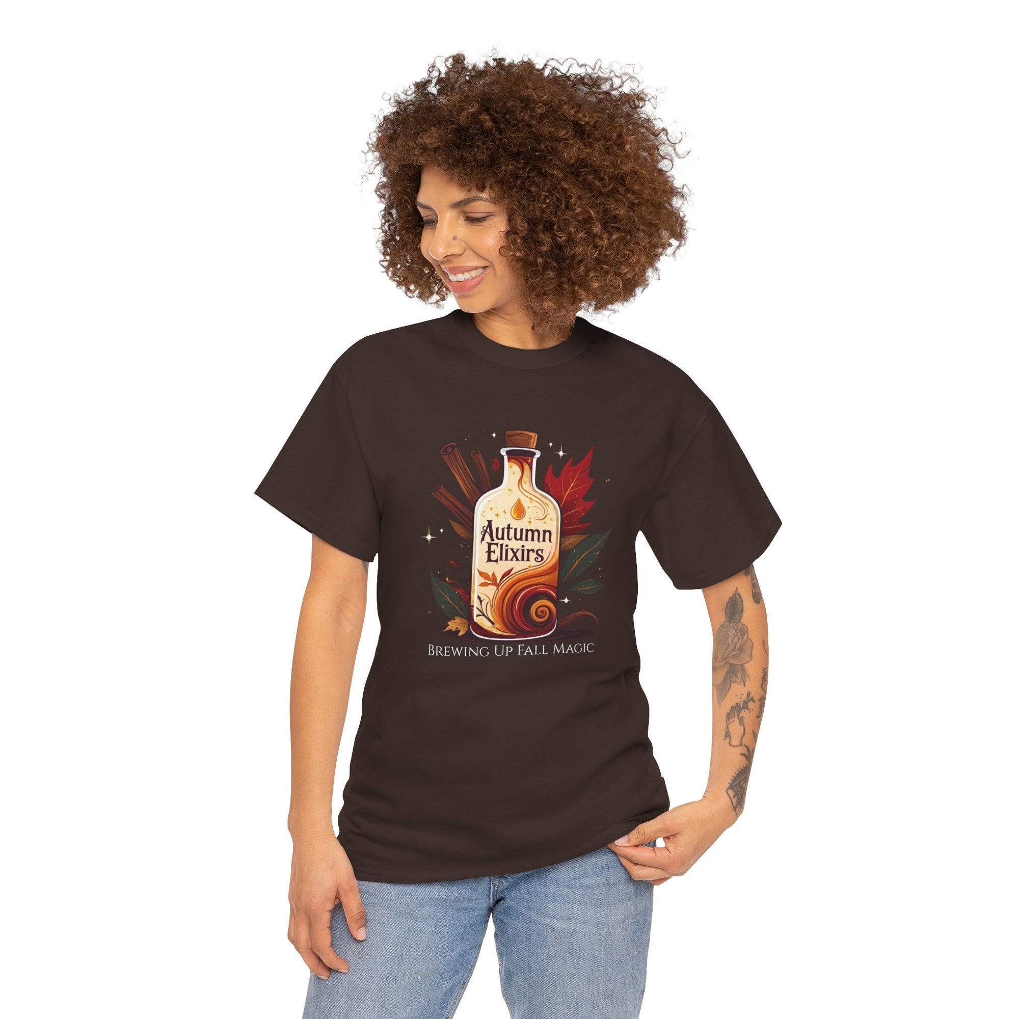 Autumn Elixirs Unisex Heavy Cotton Tee | Fall Fashion, Cozy Layer, Graphic Tee, Harvest Gift, Seasonal Apparel