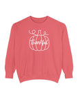 Sweatshirt - White Outlined Pumpkin Thankful Design