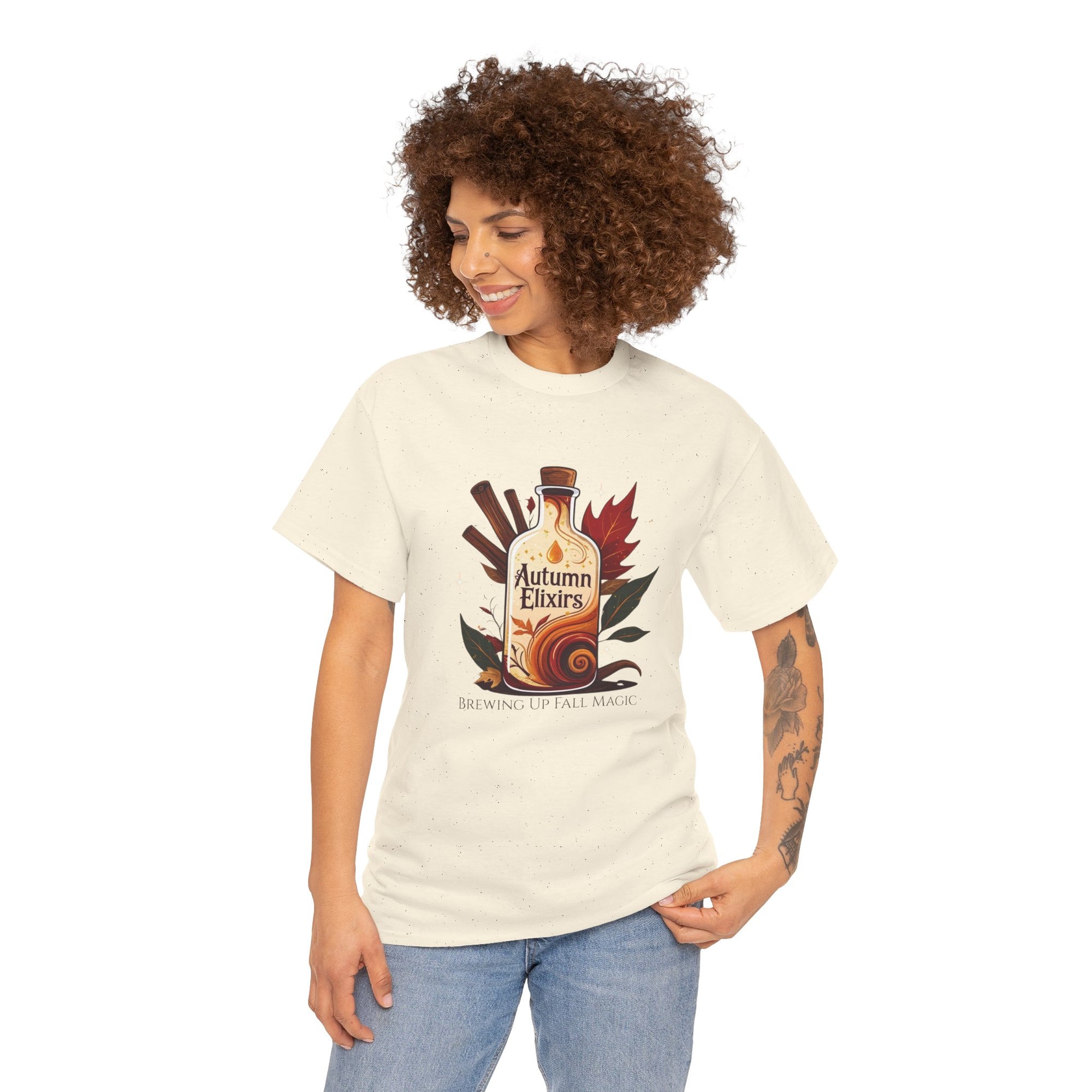 Autumn Elixirs Unisex Heavy Cotton Tee | Fall Fashion, Cozy Layer, Graphic Tee, Harvest Gift, Seasonal Apparel