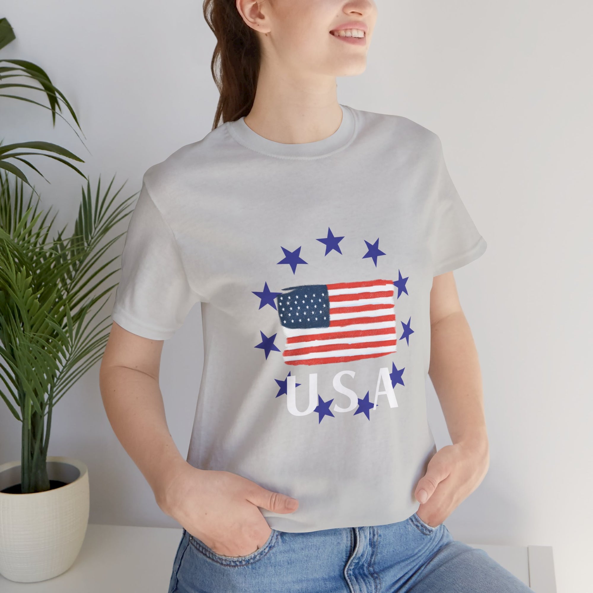 USA Womens Jersey Short Sleeve Tee Shirt - T&amp;L Apparel Store