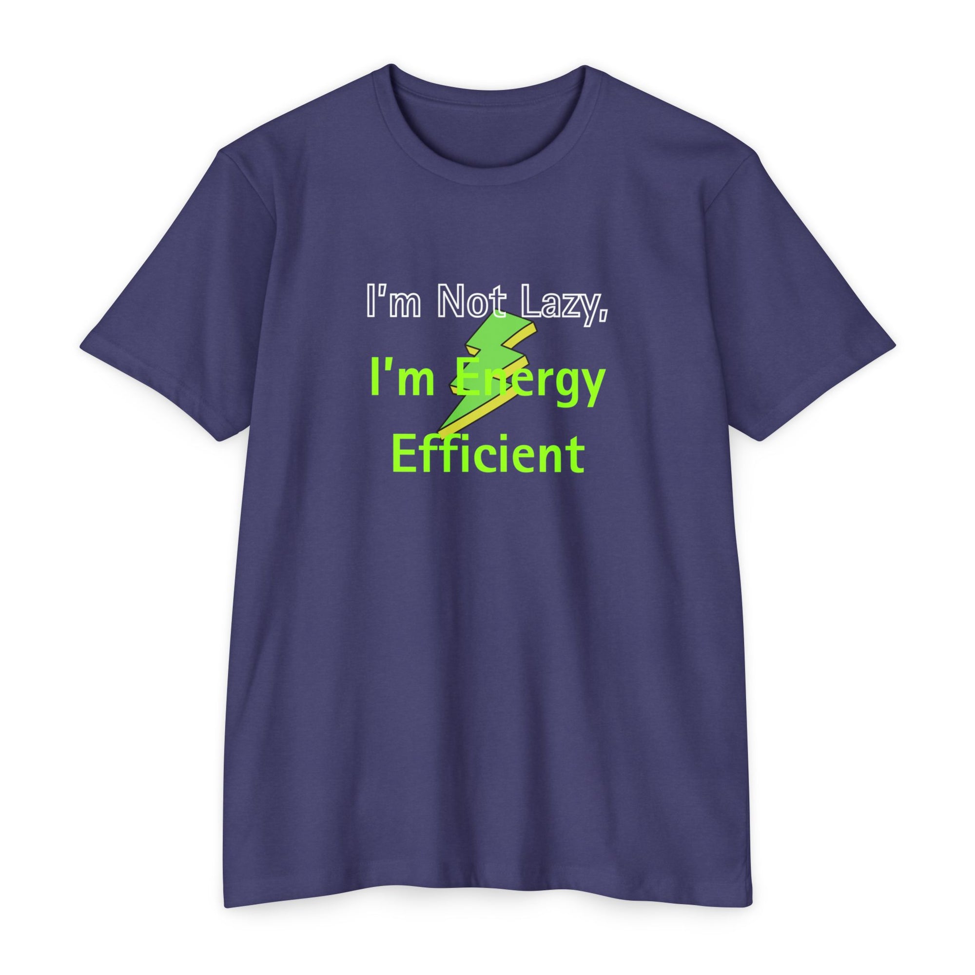 Purple t-shirt with humorous text design on a white background