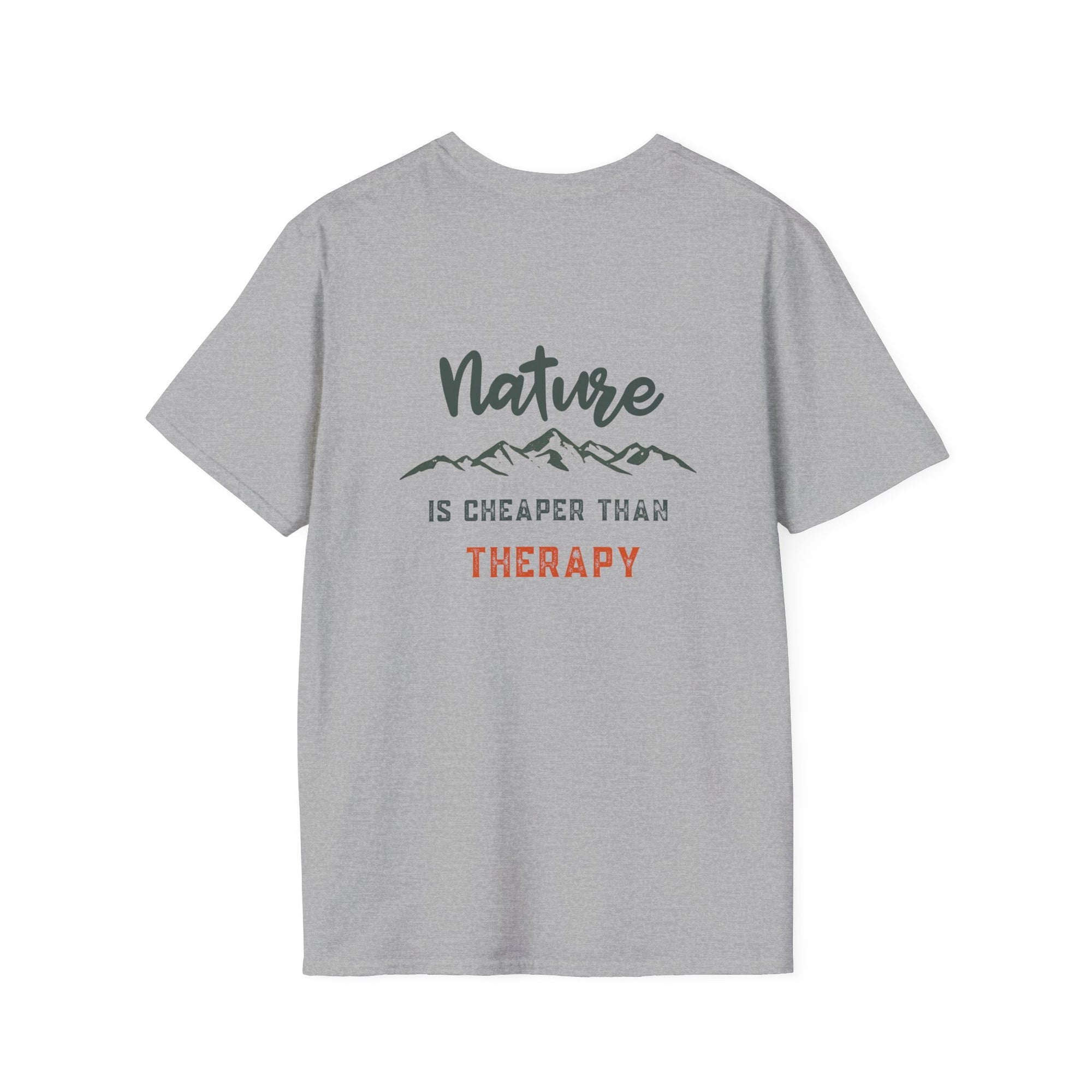 Nature Is Cheaper Than Therapy T-Shirt | Funny Hiking &amp; Outdoor Tee T-Shirt