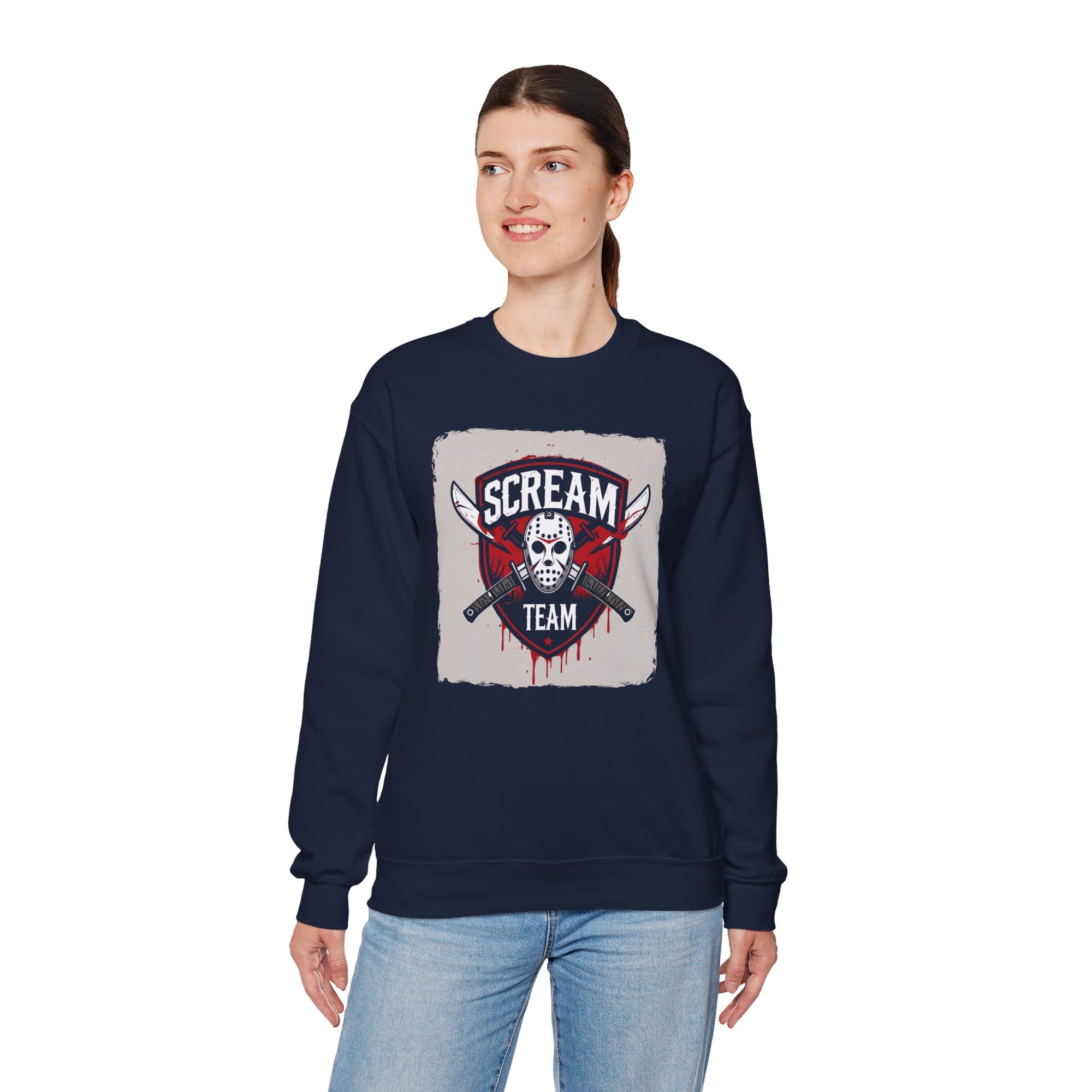 Scream Team Crewneck Sweatshirt - Perfect for Halloween, Casual Style, Cozy Comfort, Unisex Gift, Horror Fans
