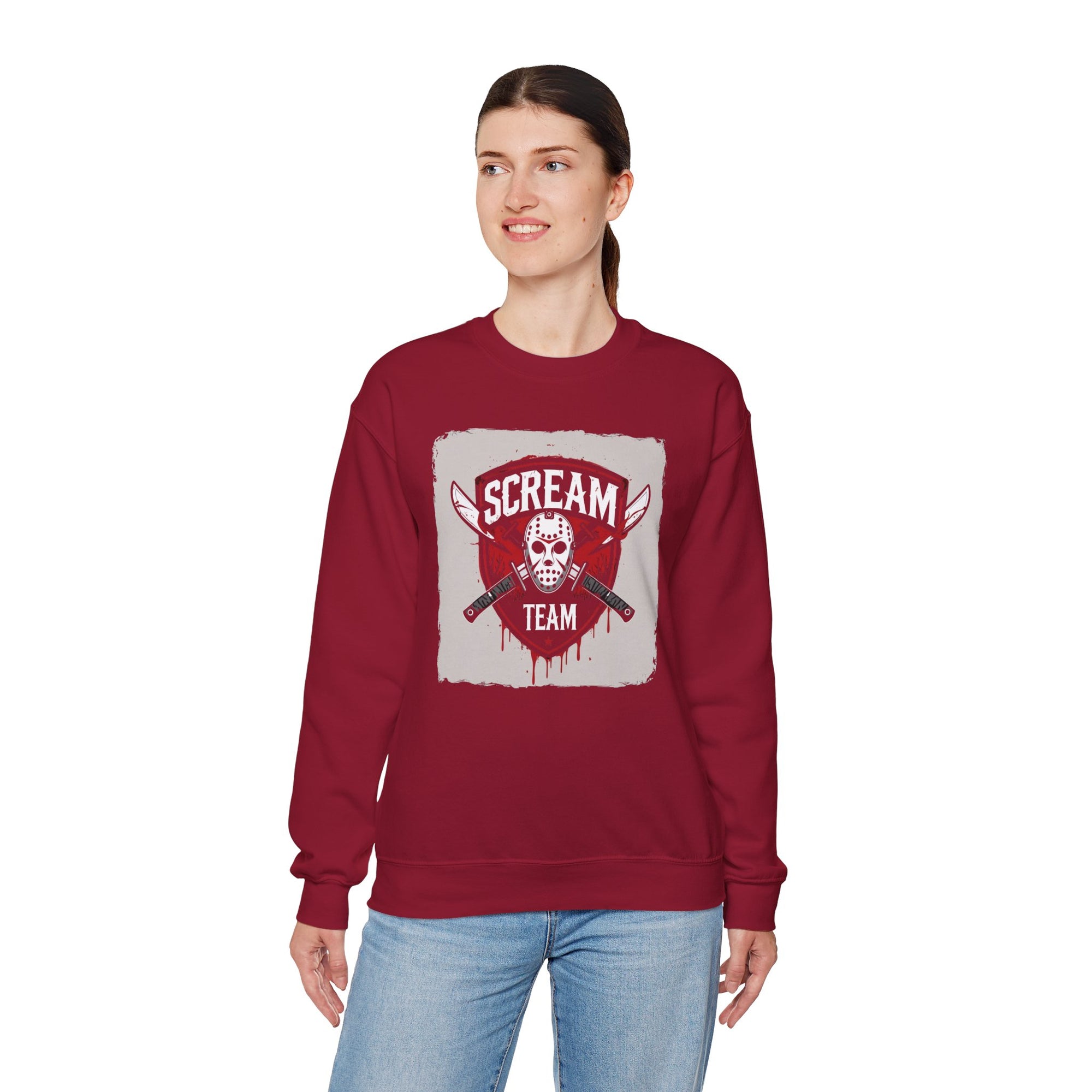 Scream Team Crewneck Sweatshirt - Perfect for Halloween, Casual Style, Cozy Comfort, Unisex Gift, Horror Fans