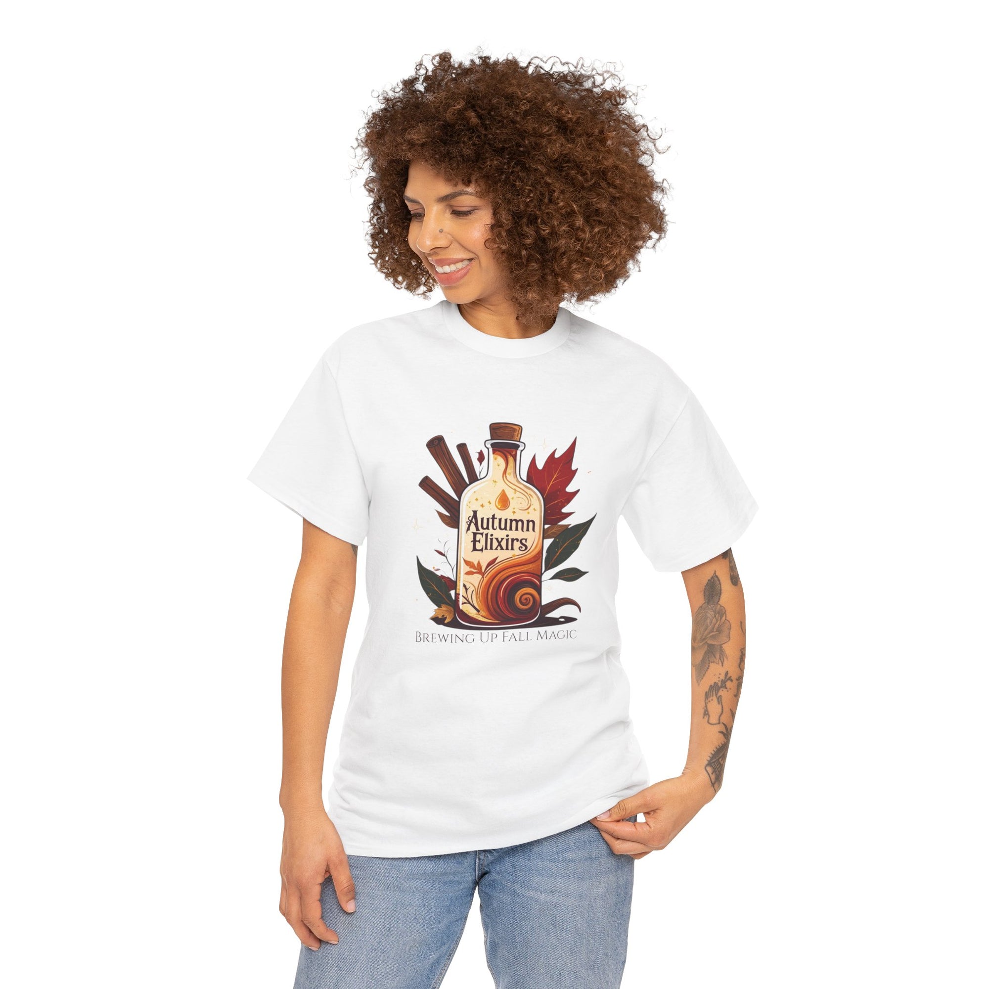 Autumn Elixirs Unisex Heavy Cotton Tee | Fall Fashion, Cozy Layer, Graphic Tee, Harvest Gift, Seasonal Apparel
