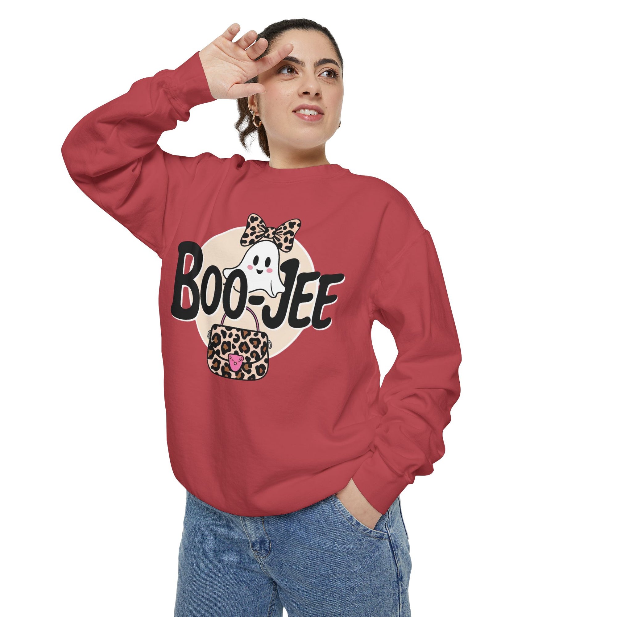 Boo-Jee Ghost Sweatshirt: Fun Halloween Unisex Graphic Sweatshirt for Cozy Fall Vibes