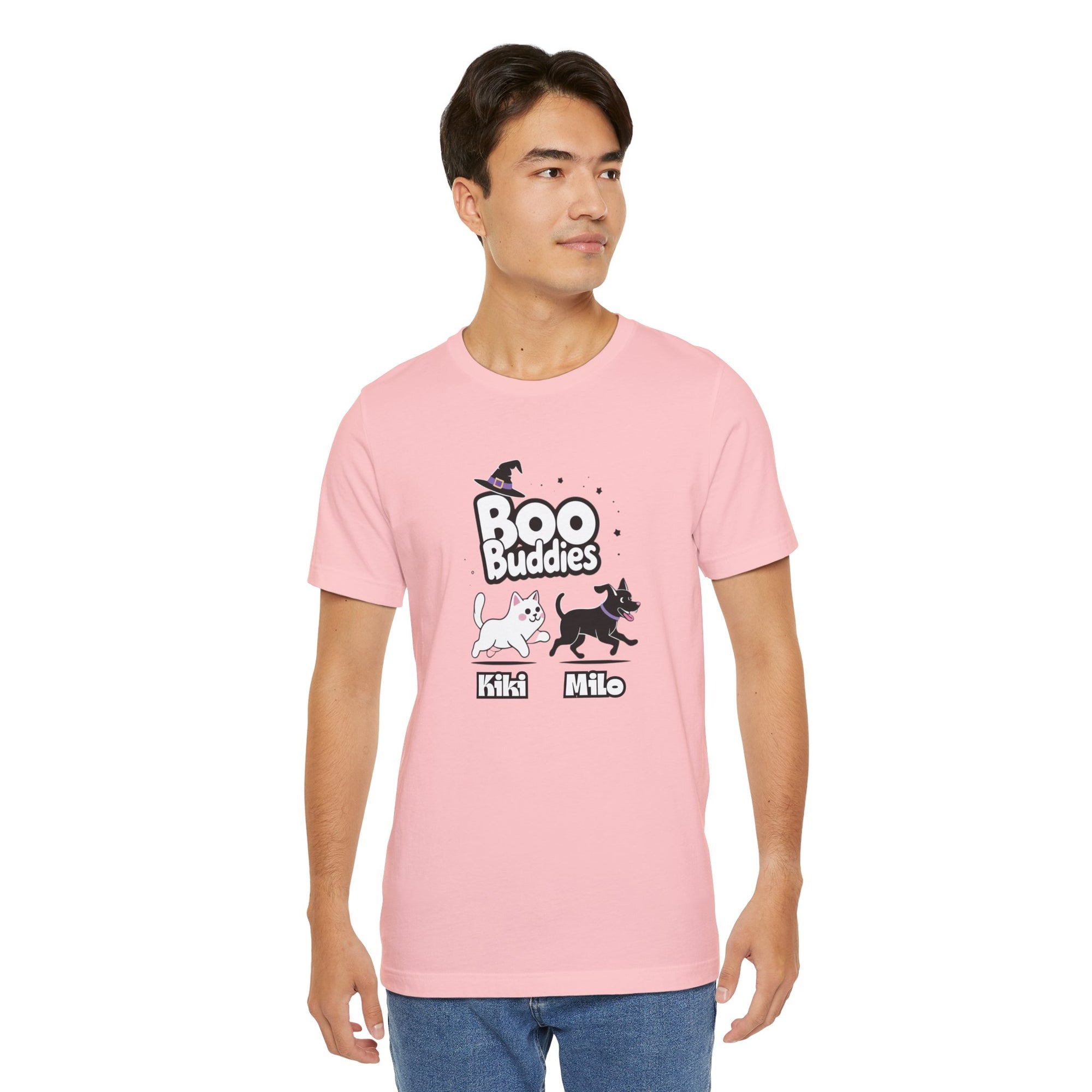Boo Buddies T-Shirt, Unisex Jersey Short Sleeve Tee, Pet Lovers Gift, Halloween Outfit, Kiki Milo Design, Cute Cat Dog Apparel