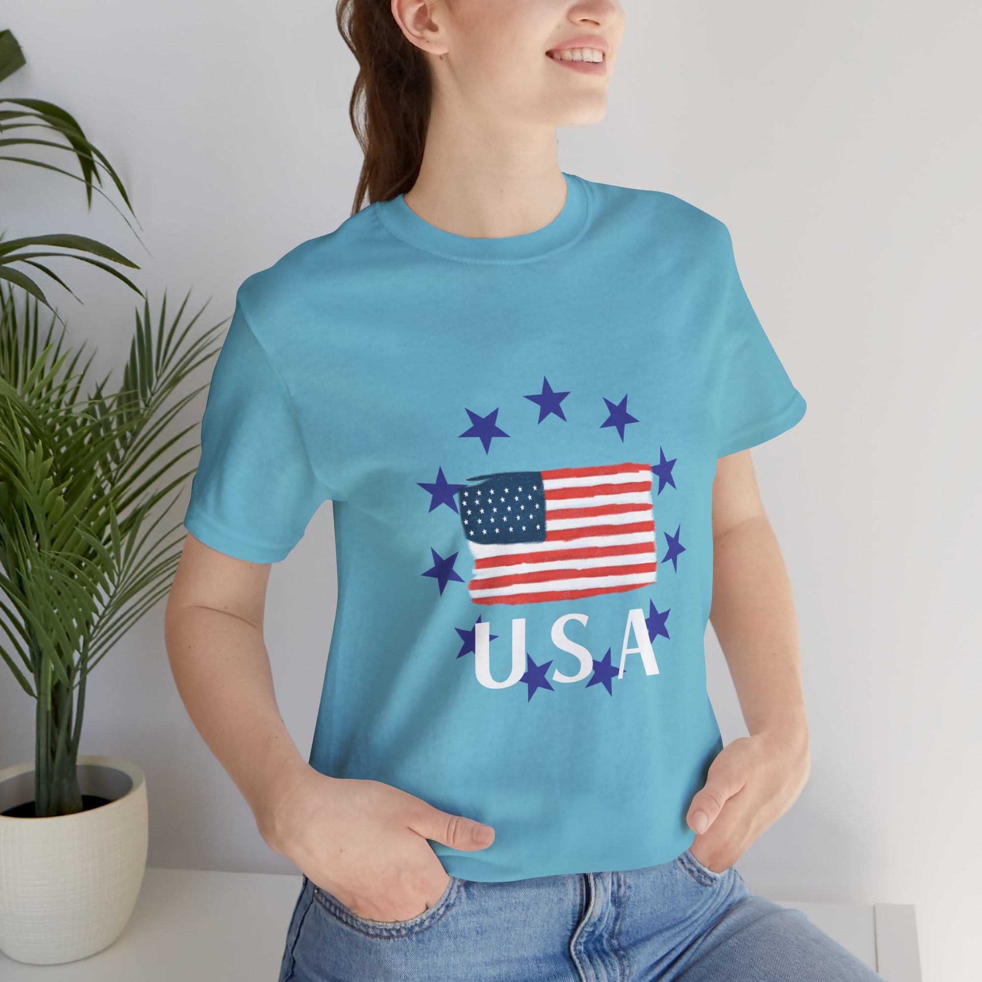 USA Womens Jersey Short Sleeve Tee Shirt - T&amp;L Apparel Store