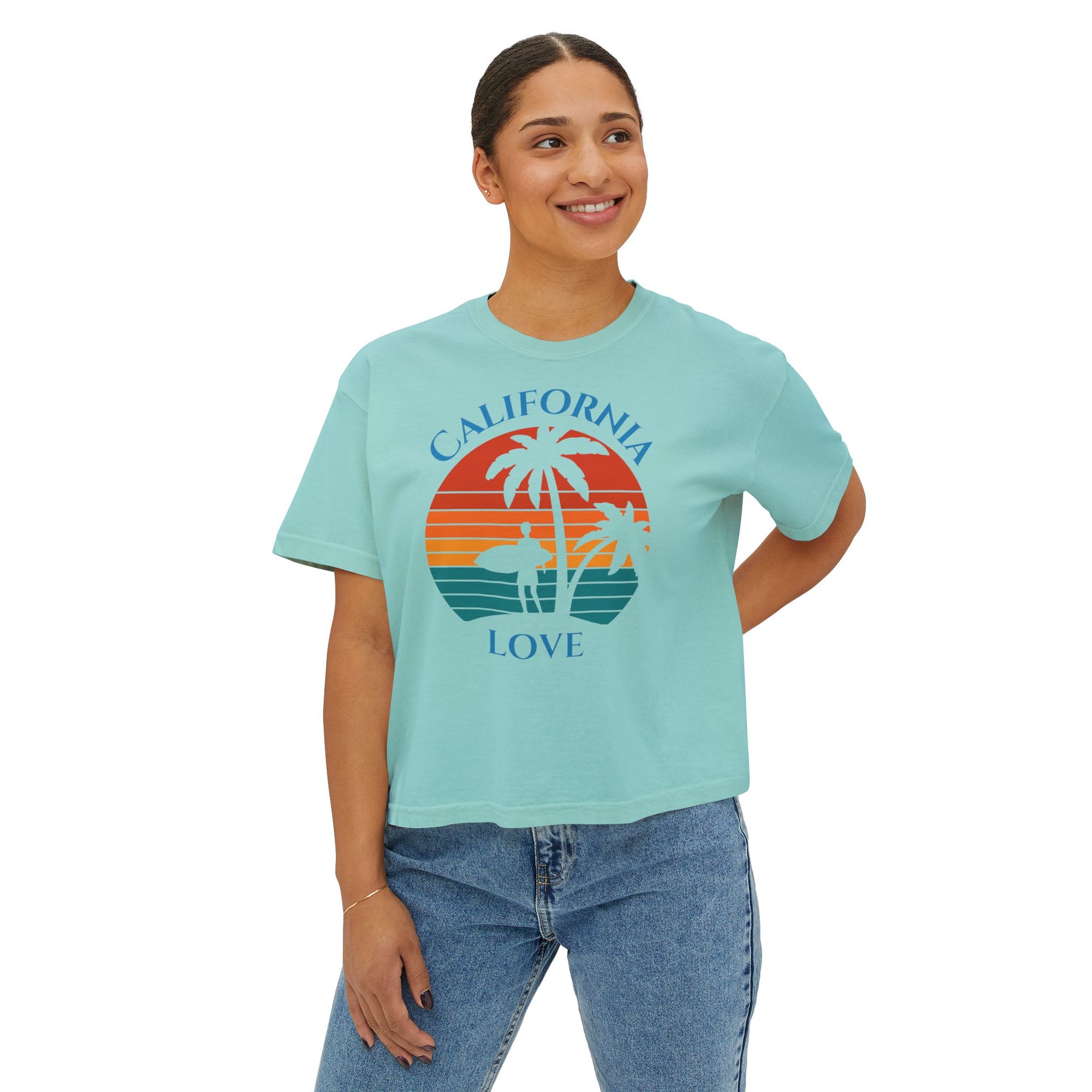 California Love - Women's Cropped Boxy Tee Shirt - T&L Apparel Store