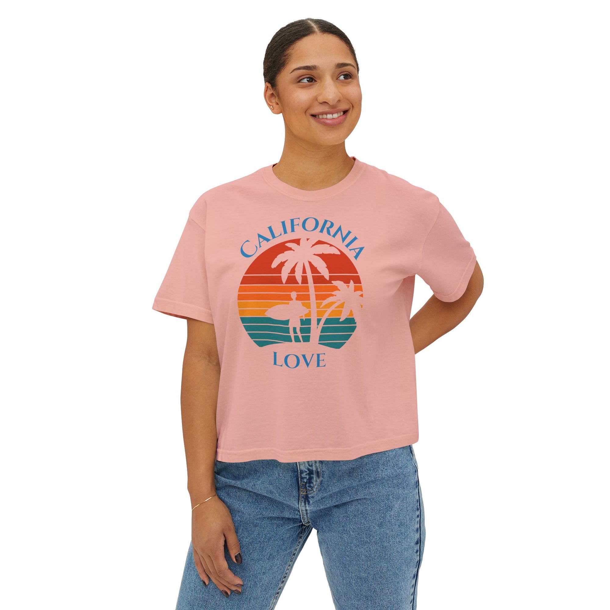 California Love - Women&#39;s Cropped Boxy Tee Shirt - T&amp;L Apparel Store