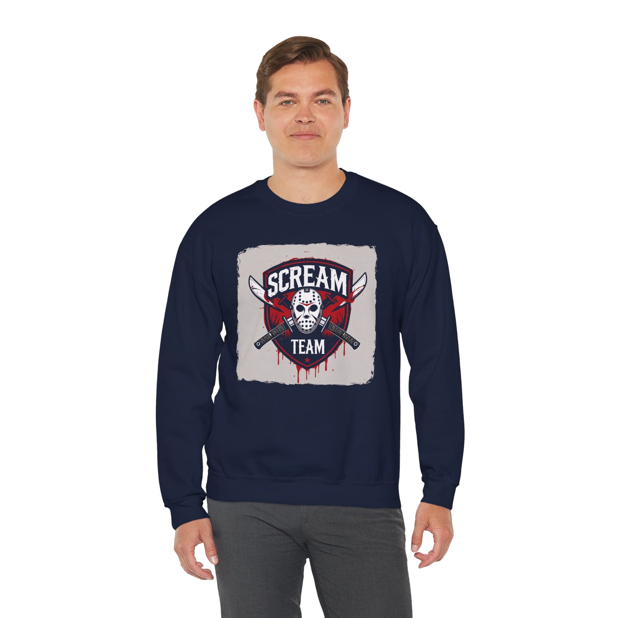 Scream Team Crewneck Sweatshirt - Perfect for Halloween, Casual Style, Cozy Comfort, Unisex Gift, Horror Fans