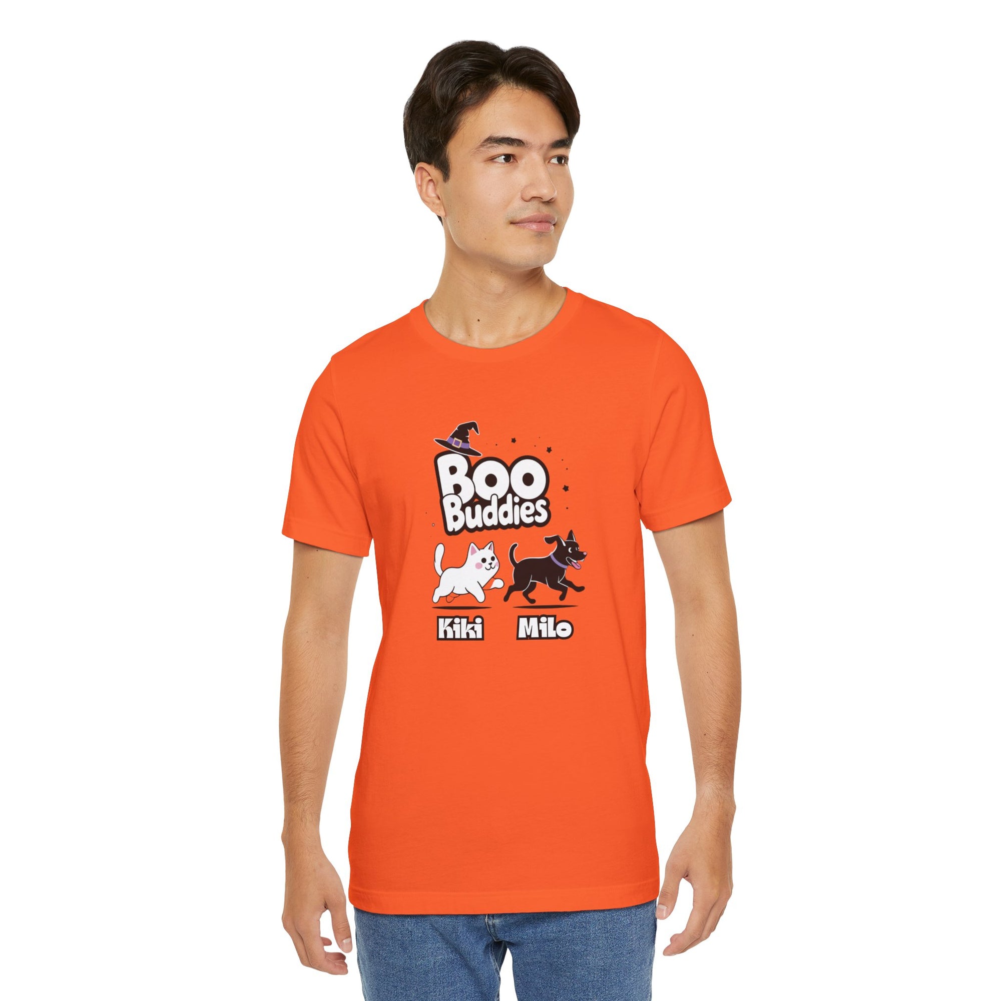 Boo Buddies T-Shirt, Unisex Jersey Short Sleeve Tee, Pet Lovers Gift, Halloween Outfit, Kiki Milo Design, Cute Cat Dog Apparel